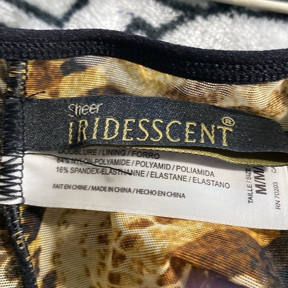 SHEER IRIDESCENT Y2K FLORAL MIXED ANIMAL PRINT HONEY COMB LINGERIE BODYSUIT Sz M - Picture 11 of 14